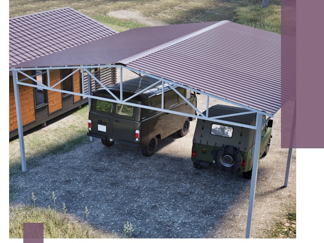 Двускатные навесы под ключ в Курганинске — изготовление и монтаж